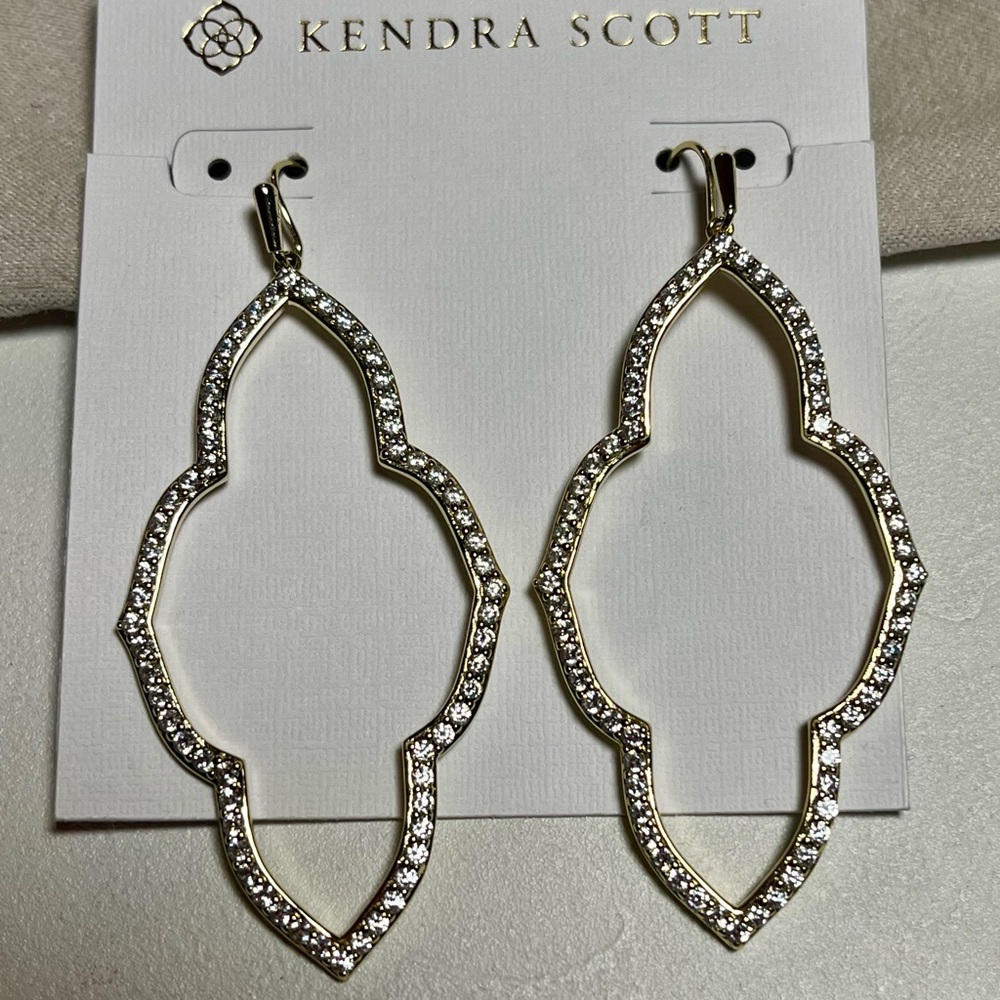 NWOT Kendra OG Silver & CZ Geometric Statement Earrings w/ Bag